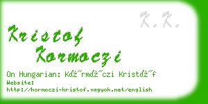 kristof kormoczi business card